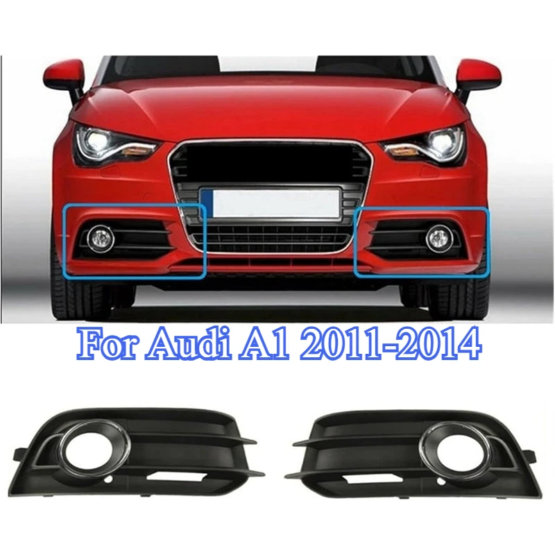 

For Audi A1 2011 2012 2013 2014 8X0807681A 8X0807682A Car Front Bumper Fog Lamp Grille Lower Fog Lamp Bezel Honeycomb Silver