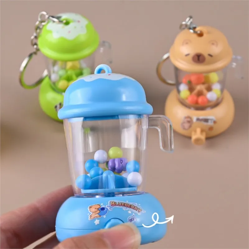Cartoon Juicer Keychain Portable Juicer Shape Key Chain Mini Juicer Bag Charm Children Stress Relief Toy Gift Backpack Pendant