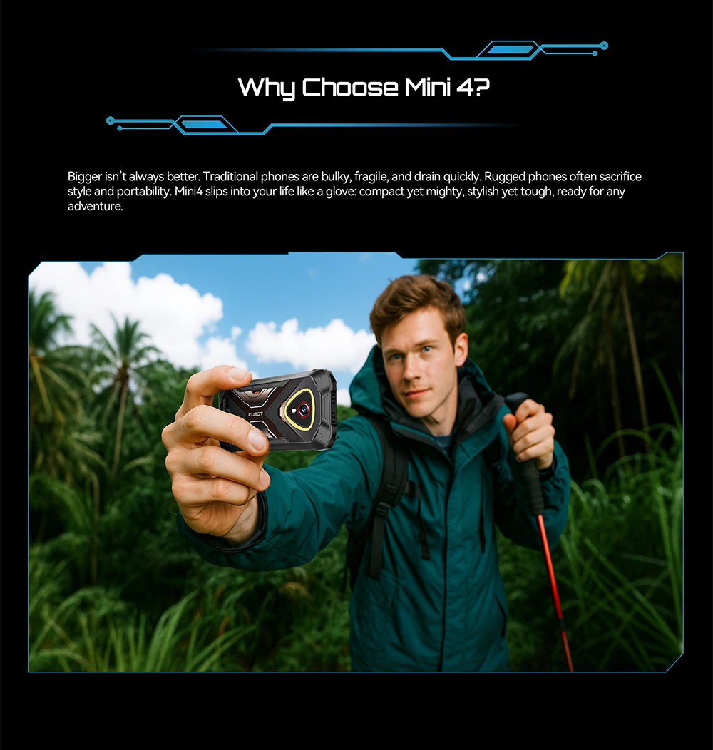 Cubot KingKong MINI 4 Android 15 NFC mini Rugged Smartphone 6GB RAM+128GB ROM 4.7 Inch Mini Phone 4700mAh 48MP Small Cellphone