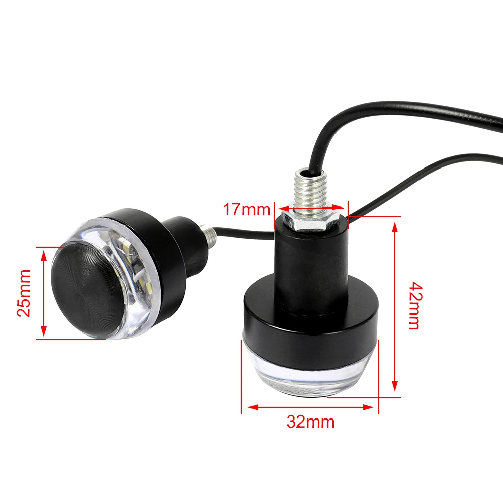 2pcs Motorcycle LED Handlebar End Turn Signal Light 22mm Handle Grip Bar Blinker Side Marker Lamp Lighting For Universal Honda