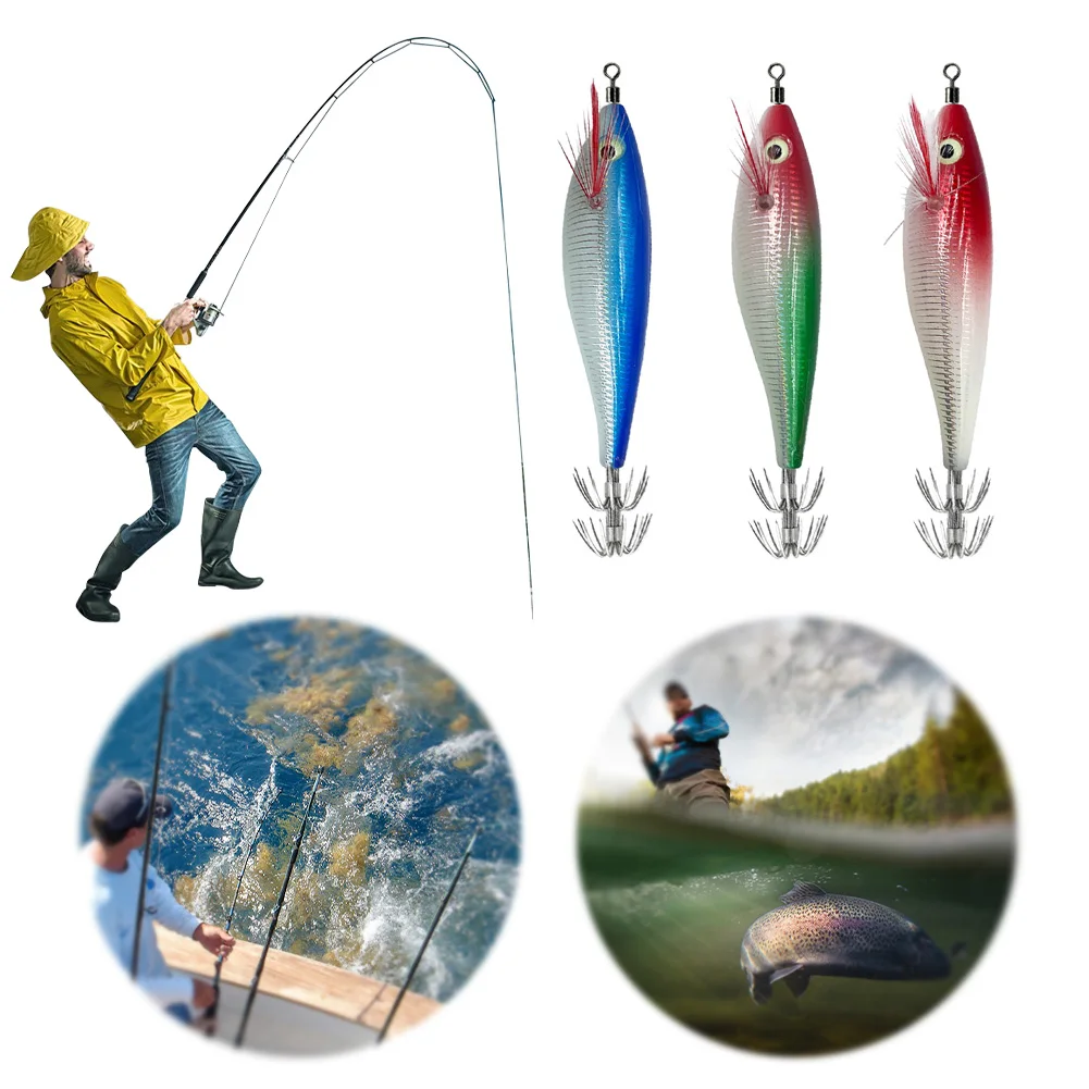 10 جرام/10 سنتيمتر خطاف صيد على شكل سمكة الطعوم هوك مزدوج متوهجة الأخطبوط الطعم أدوات صيد السمك توهج في الظلام الأخطبوط الطعم للمياه المالحة والمياه العذبة #1