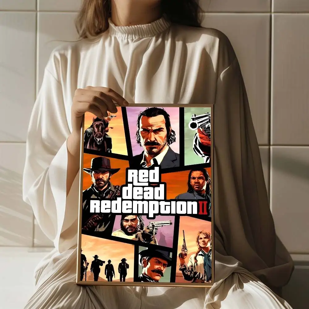 لعبة شعبية R-Red Dead R-RedemptionS-S 2 أنيمي الملصقات لزجة الديكور اللوحة جدار الفن الأبيض كرافت ورقة جدار ديكور