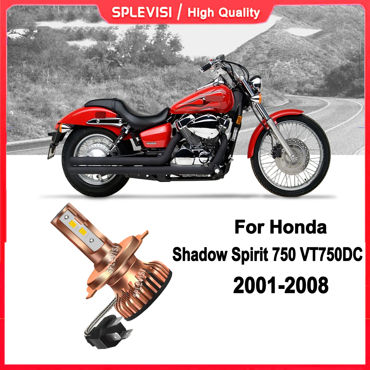 

H4 LED Motorcycle Bulb High/Low Beam a wider and farther lighting range For Honda Shadow Spirit 750 VT750DC 2001 2002 2003-2008