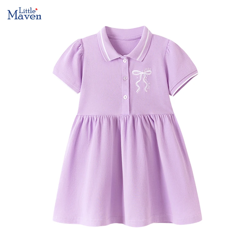Little Maven Kleid für Babys und Mädchen, Kinderkleidung, 2026, neue Cartoon-Schleifen, Prinzessinnen-Sommerkleider, 2–7 Jahre