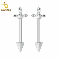 G23Titan 2pcs Cross Sword Zircon Nipple Rings 14G Titanium Barbell Body Piercings Anti Allergic Women Sexy Jewelry Accessories