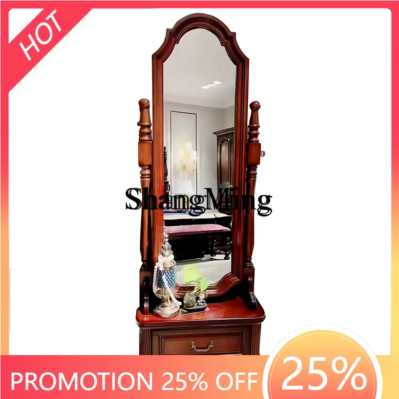 

CL solid wood changing mirror simple bedroom full-length mirror large full-body mirror floor rotating audition