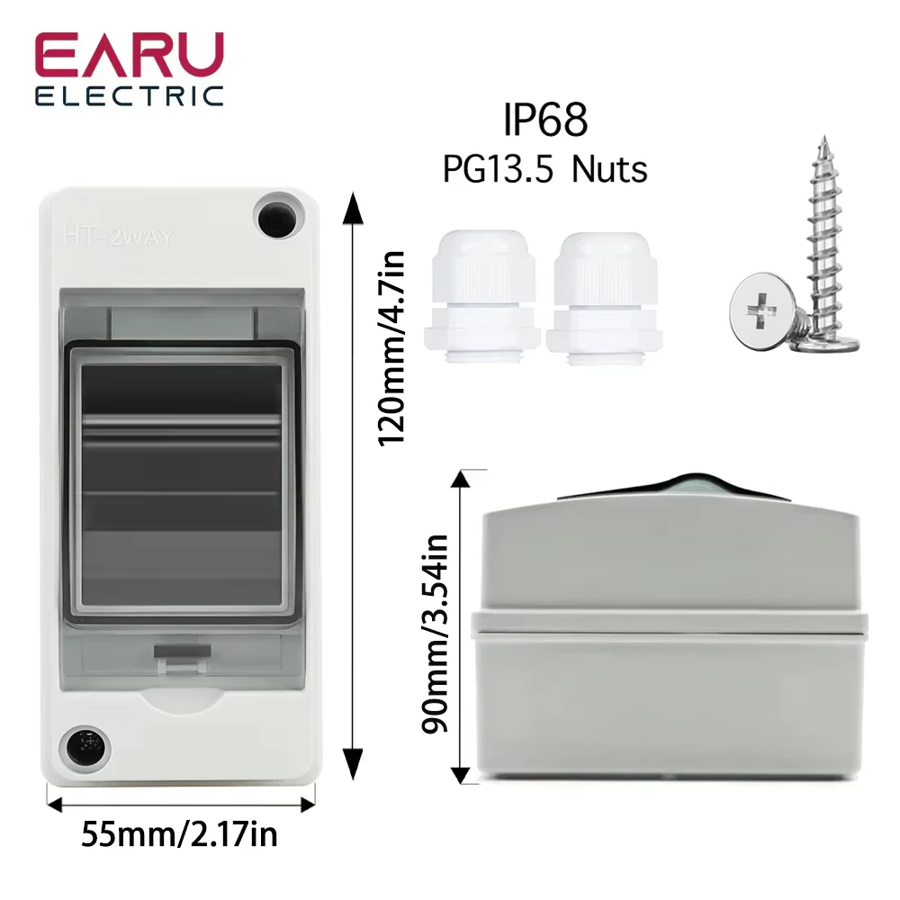 HT-2 Plastic Waterproof IP65 Outdoor Panel Installation Junction Distribution Box with circuit breaker combination MCB DPN DZ47