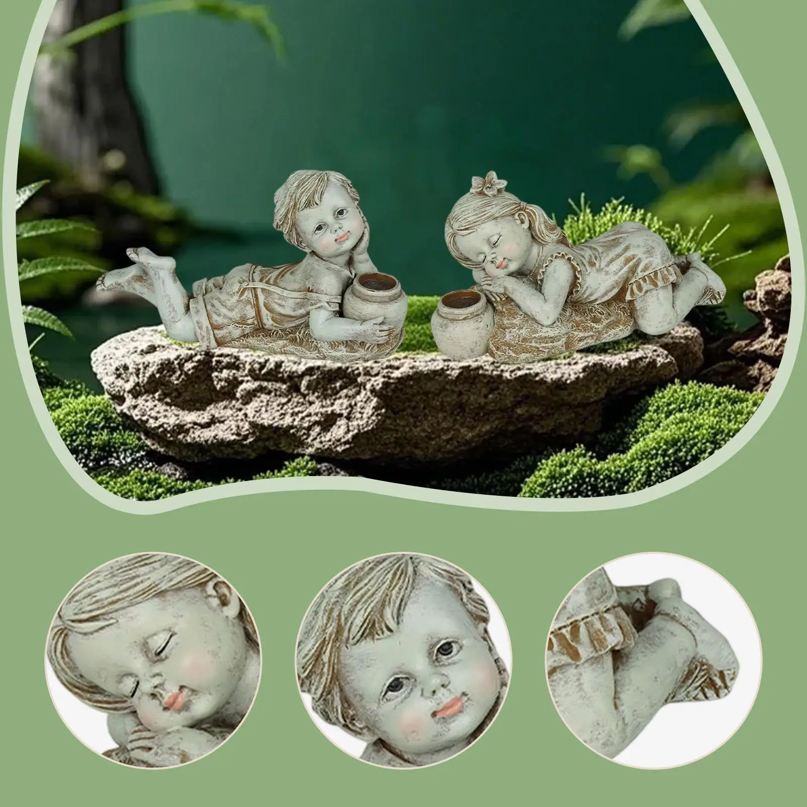 

Garden Statue with Light Child Statue Creative Cute Lying Down Child Figurine