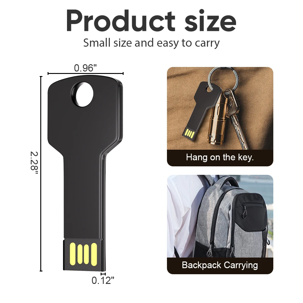 Metal Key Pen Drive 128GB Free Custom Logo USB Flash Drive 64GB Color Printing Memory Stick Creative Business Gift Pendrive 32GB