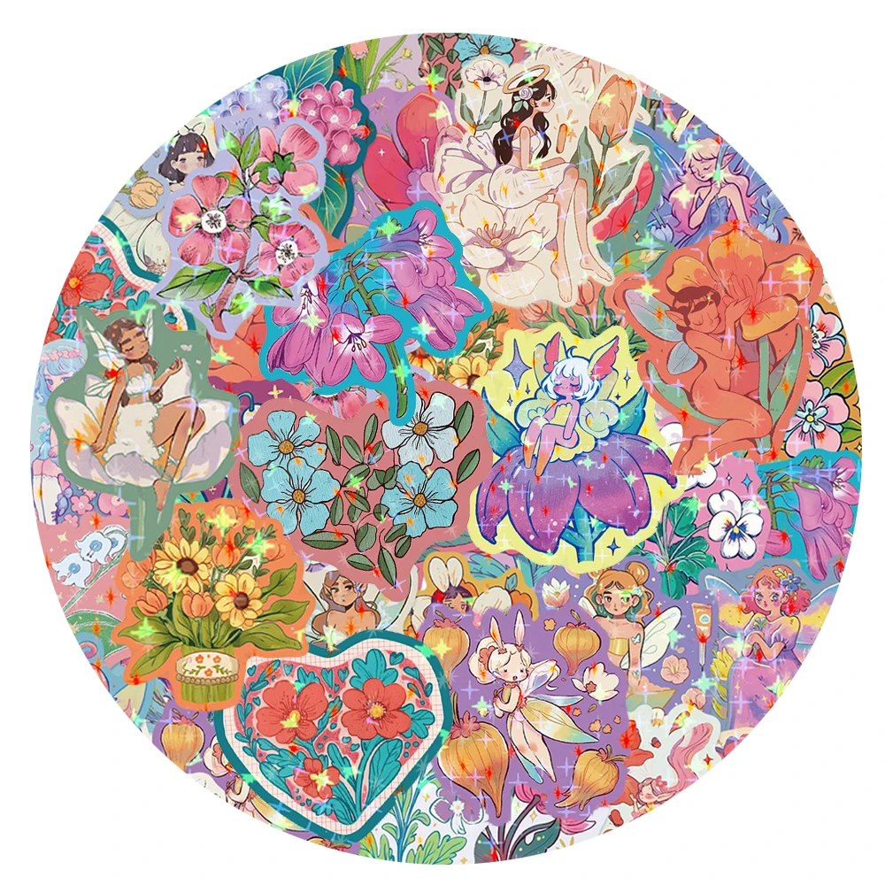 

10/30/50pcs Kawaii Butterfly Flower Fairy Stickers Cute Cartoon Elf Girl Sticker DIY Water Bottle Fridge Phone Decals Decoration