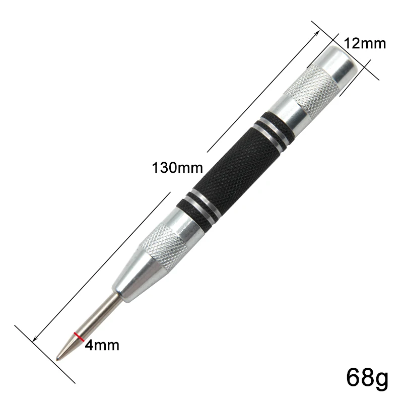 128mm woodworking center punch automatic spring locator glass striker broken window silver black automatic sample punch tool