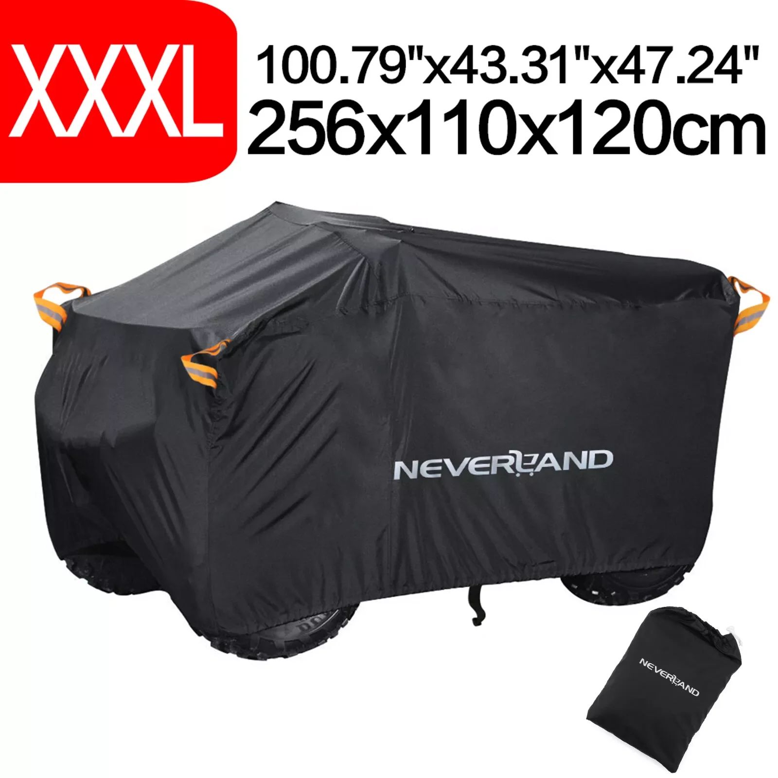 Quad Bike ATV Cover Universal 190T Waterproof Motorcycle Vehicle Scooter Kart Motorbike Resistant Dust UV Protector Black Silver