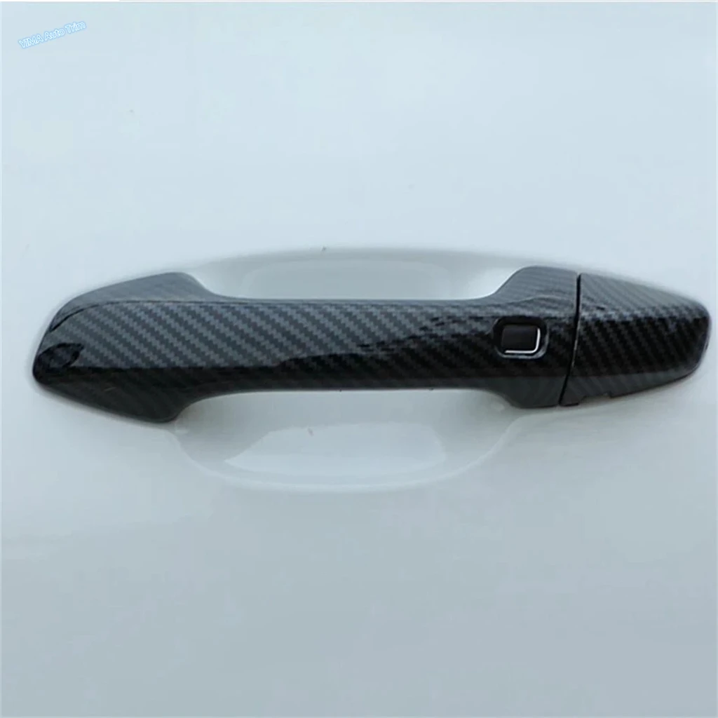 Carbon Fiber / Shiny Car Outside Door Pull Doorknob Handle Bowl Cover Trim For Kia Seltos 2019 - 2024 ABS Exterior Accessories