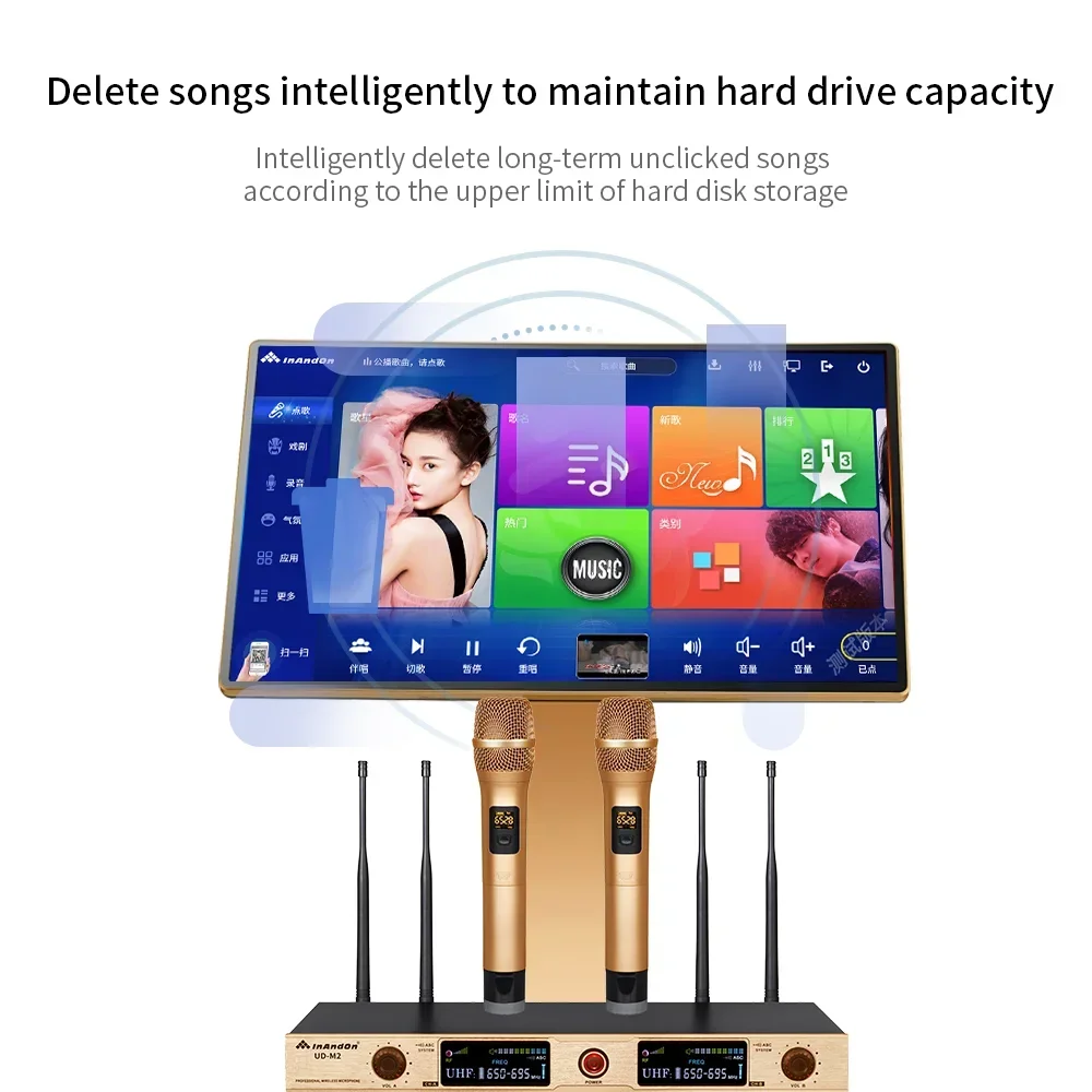 

Karaoke Machine Touch Screen 6T Professional Karaoke Player with Wireless Microphone Free Cloud YouTube Home KTV Karaoke System