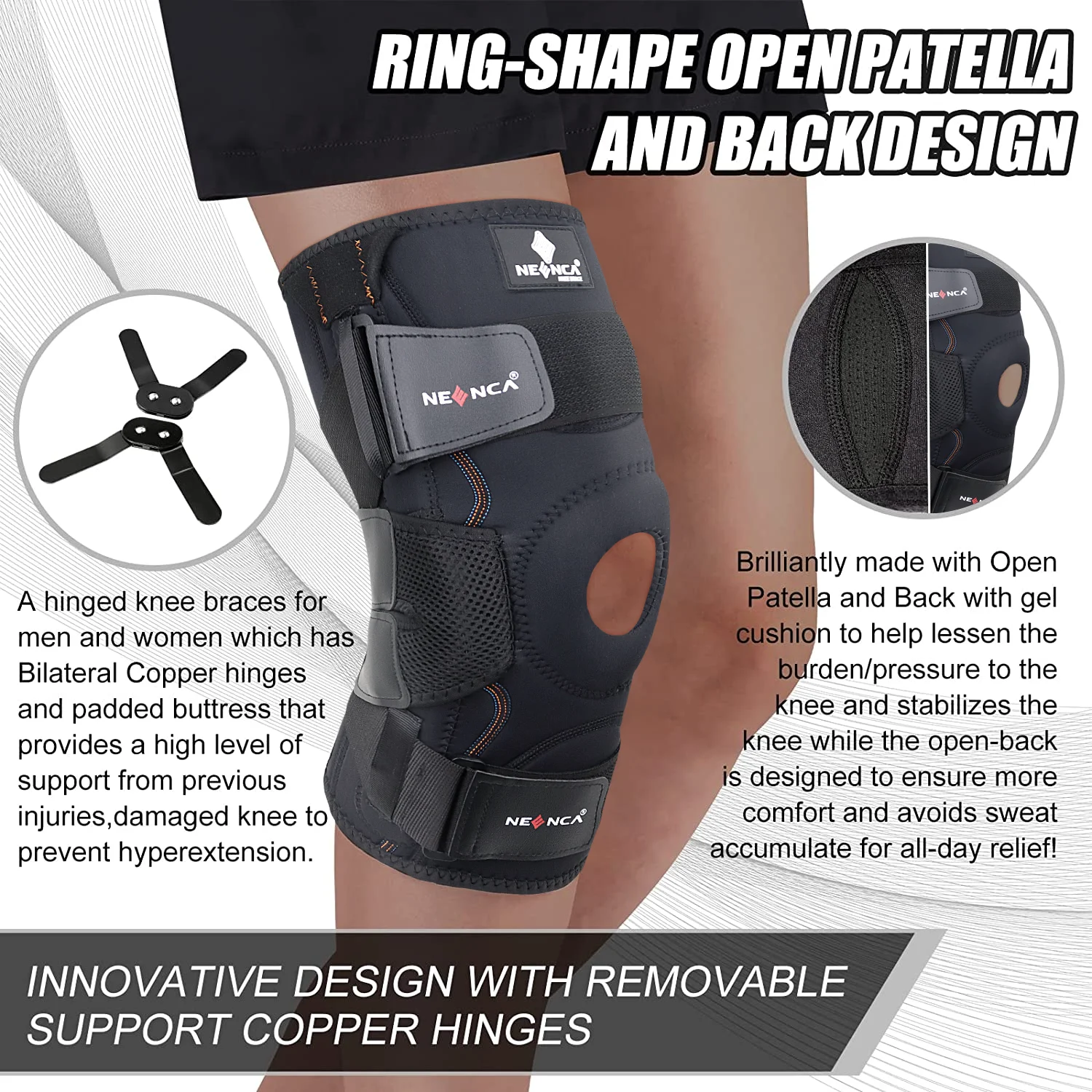 Hinged Knee Brace Support for Men and Women Knee Pain Arthritis ACL Meniscus Tear Injury Recovery Knee Pad Compression Sleeve