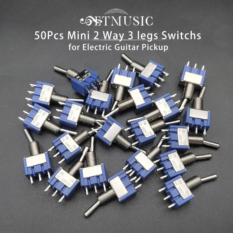 50Pcs Two Way 3 legs Mini Electric Guitar Humbucker Pickup Coil Split Selecting Switch AC 125V 6A ON/ON Blue