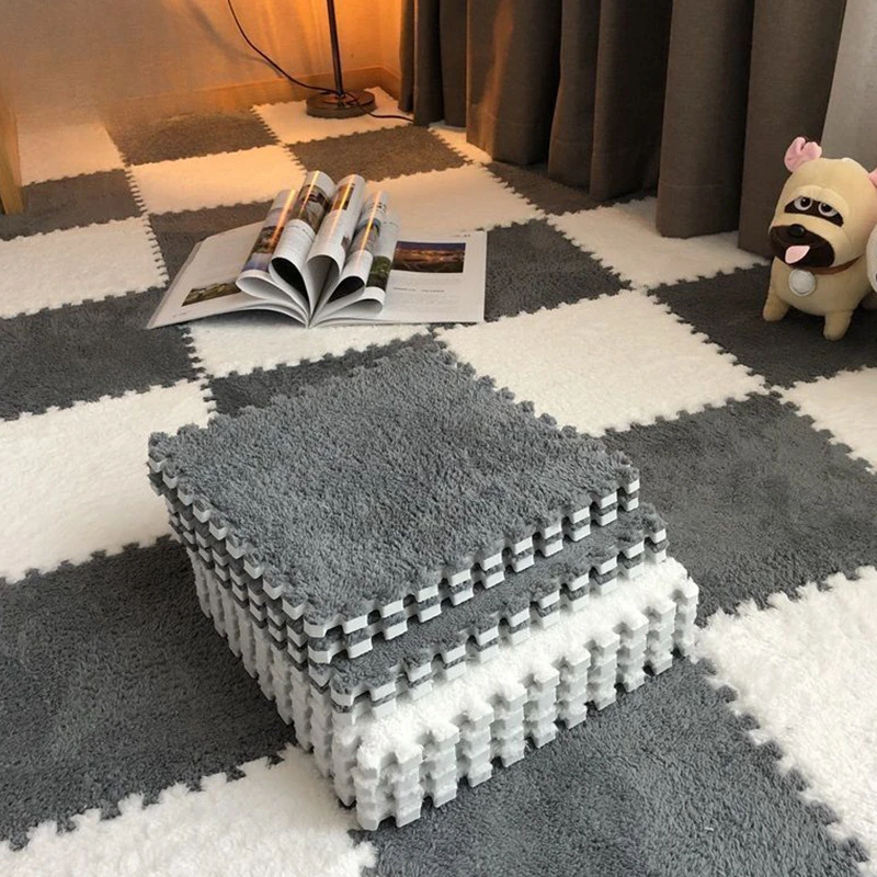 Soft Plush Children's Mat High Quality Croppable Stitching Floor Mat Eva Foam Puzzle Carpet Living Room Play Mats 30*30*1CM