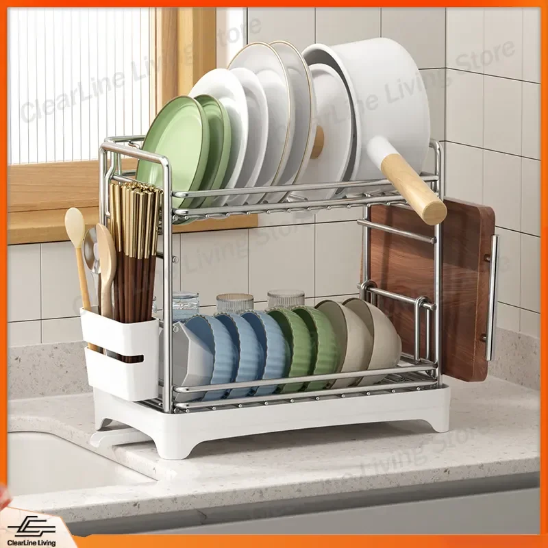 304 Stainless Steel Dish Drying Rack for Kitchen Countertop Multifunctional Tableware Storage Drain Rack Flat Replacement
