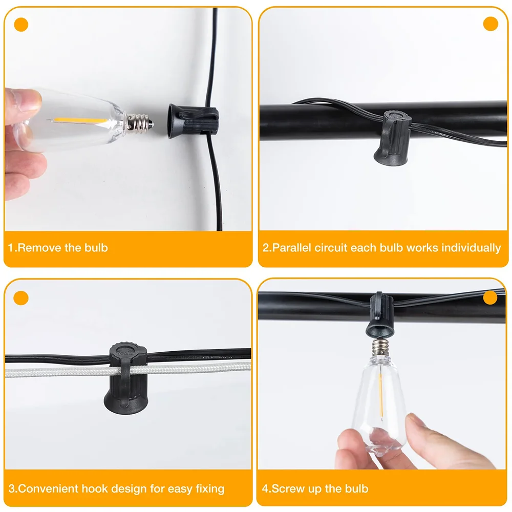 ST38 Fairy Light String for Outdoor Courtyard Garden Shatterproof Waterproof Plastic LED Bulb 110V US Plug Decoration Light