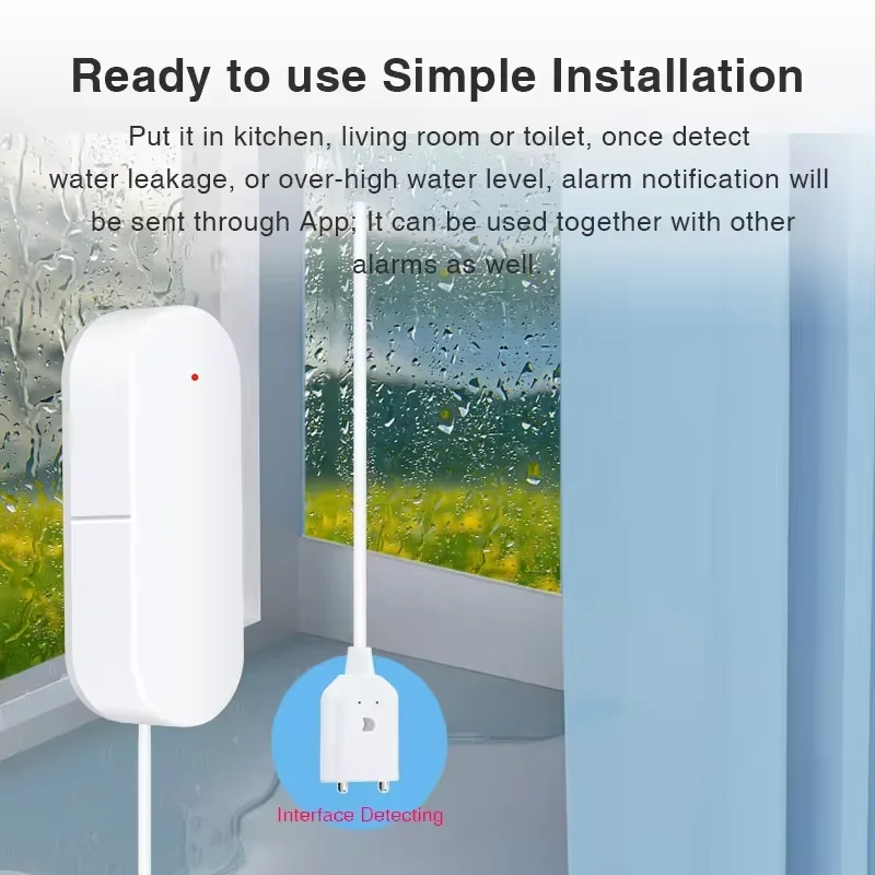 Tuya WiFi Water Level Sensor Leakage Alarm Flood Leak Detector Smart Home Life APP Water Alert Overflow Alarm Security System