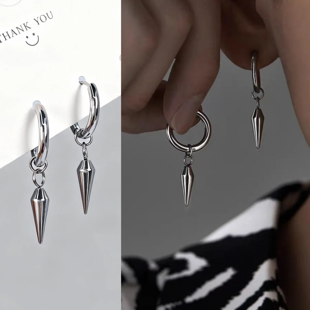 1/3Pair Star Punk Stainless Steel Black Piercing Hoop Earring Set for Man Woman Teens Huggie Jewelry Y2k Accessories Trendy New