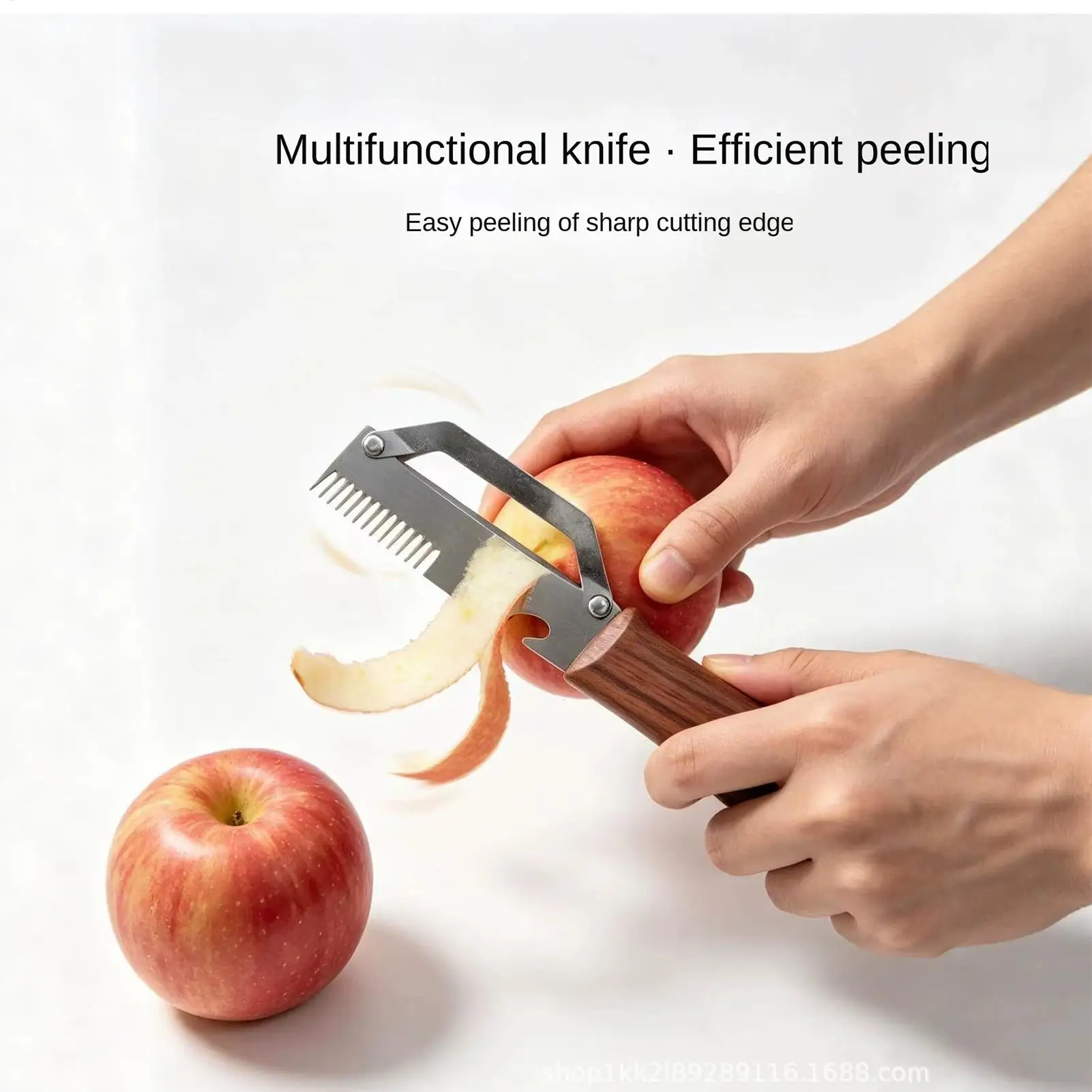 2in1 Serrated Peeling Knife Stainless Steel Vegetable Peeler With Wooden Handle Durable Kitchen Tool For Peeling Shredding