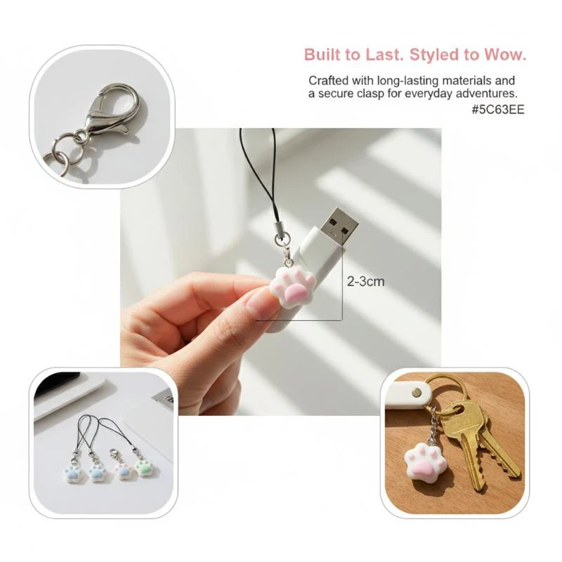Cat Paw USB Flash Drive 1Pcs Unique Phone Shaped Pendant Gift Backpack Decoration for Children