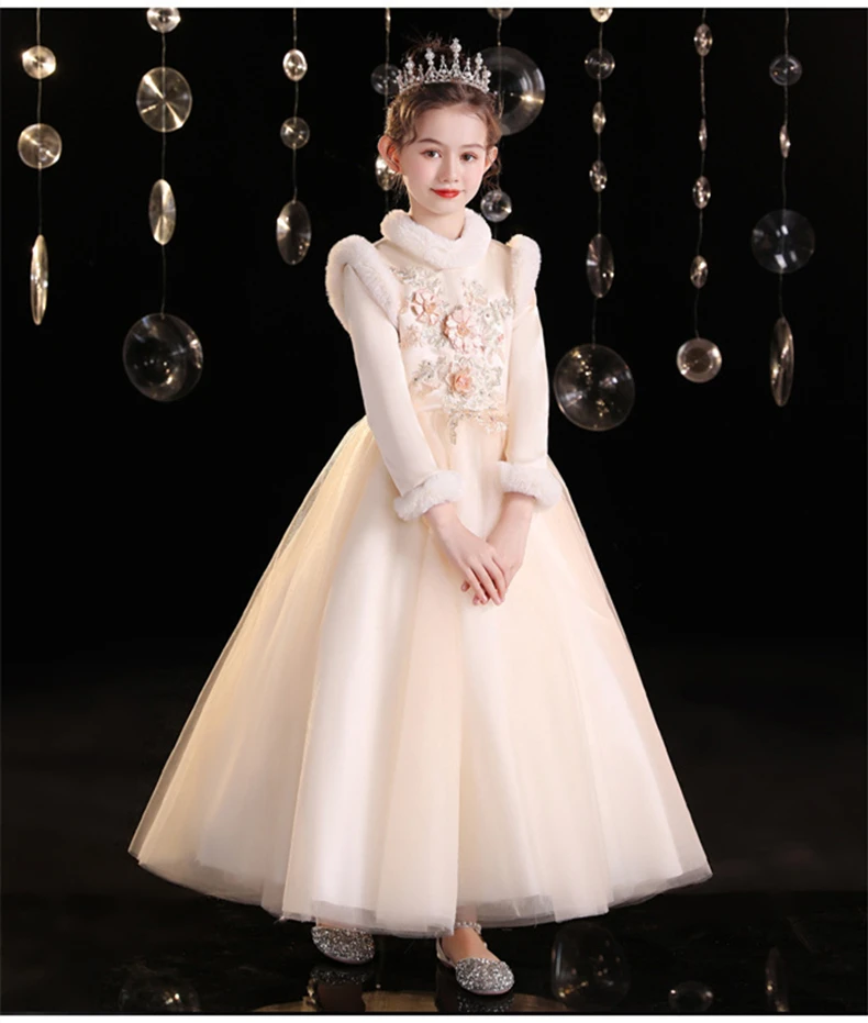 

3-9T autumn winter Fashion sweet girls kids children thick warm dress