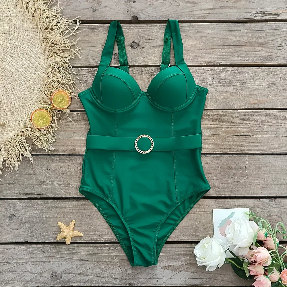 2024 New Retro One Piece Swimsuit Skirt Shoulder Strappy Swimsuit Print Floral Swimwear Women Slimming Bathing Suit Beach Wear