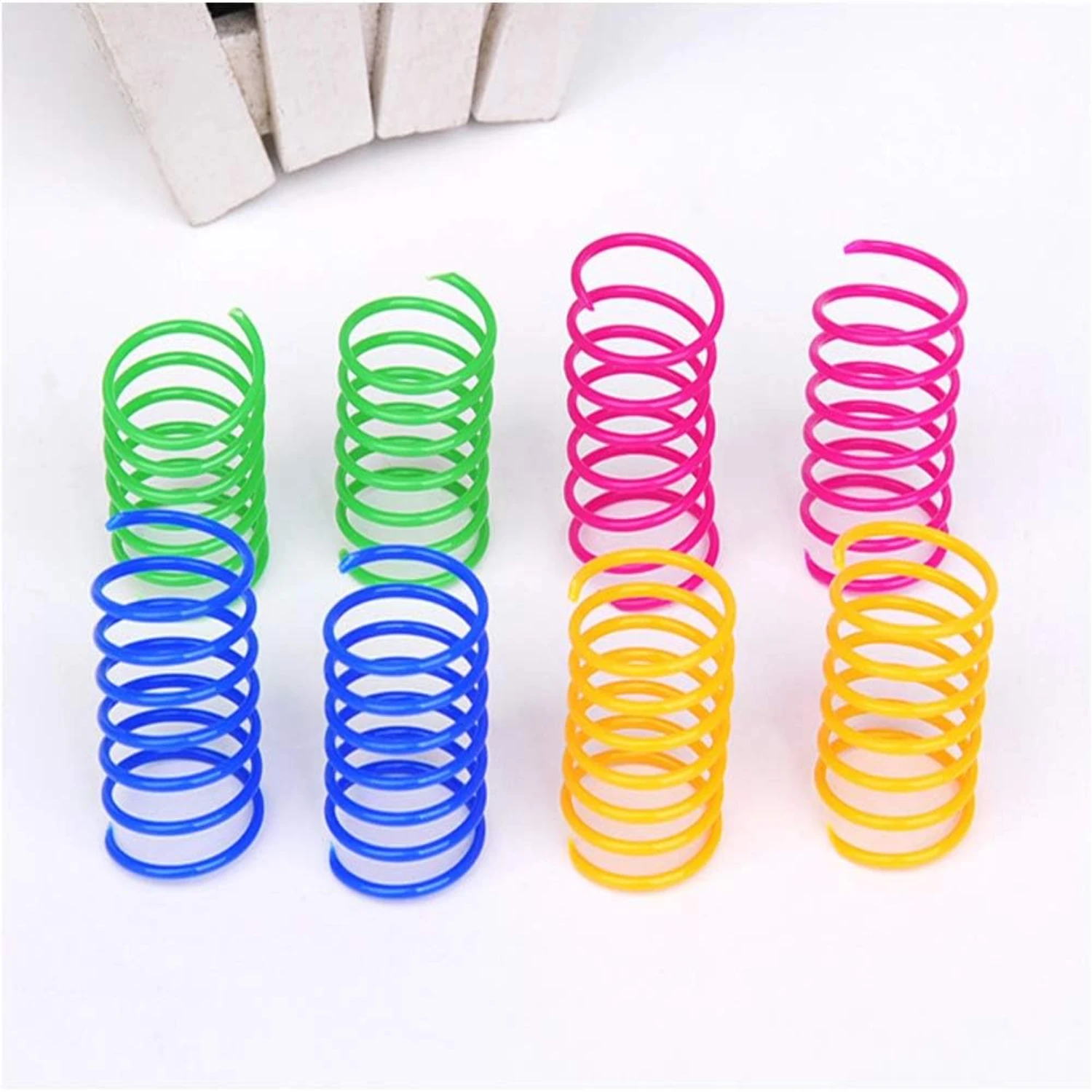 Engaging and Entertaining Colorful Interactive Cat Toy Pack - Durable Kitten Toys with 120 Colorful Plastic Coil Springs - Set o