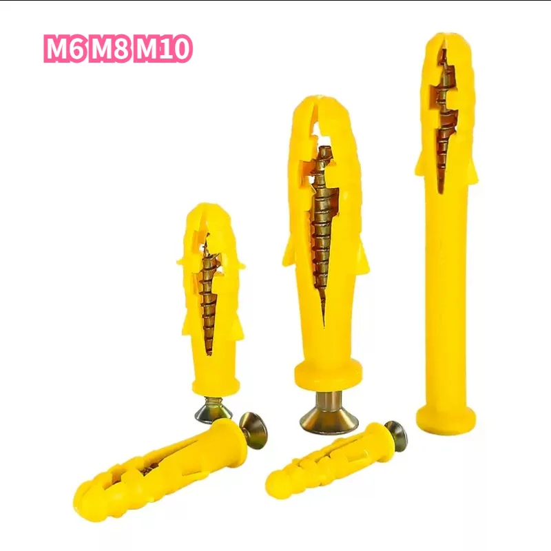 5/20sets Heavy Duty Drywall Anchor Screw Assortment Kit M6 M8 M10 Plastic Expanding Pipe +Cross Flat Head Screws