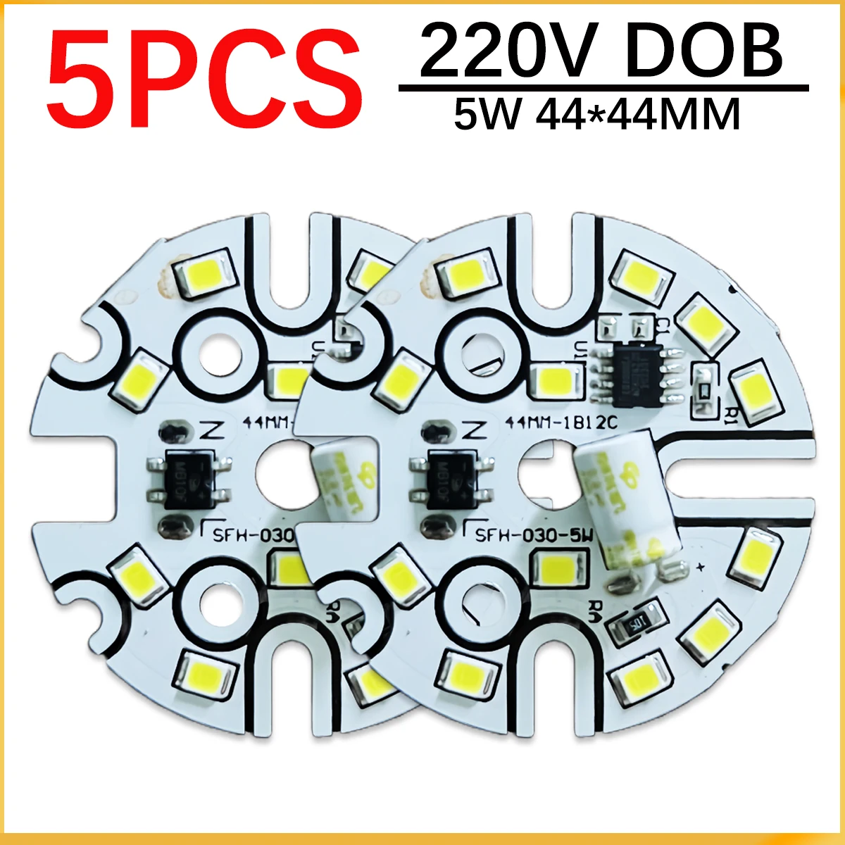 

5pcs High Bright 5W LED Light Board White AC220V No Need Drive SMD 2835 Chips For DIY Downlight Spotligh