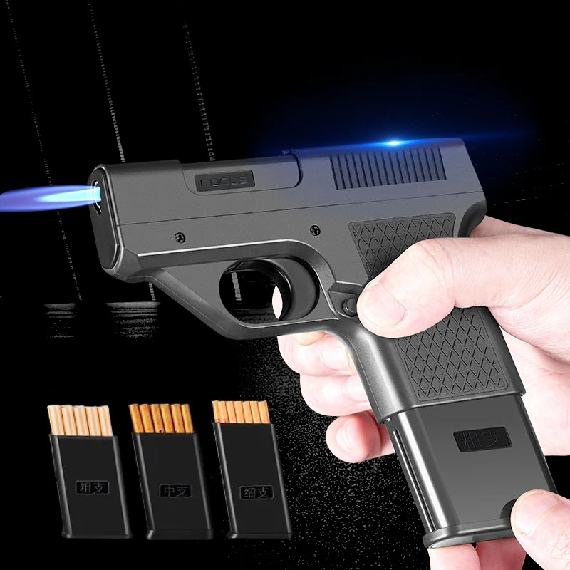 New Gun Gas Lighter Magazine Cigarette Case Lighter Multi-function Three-in-one Cigarette Case lighters Smoking MEN Gadgets