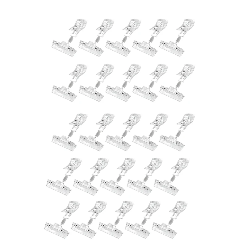 

50 Pack Plastic Merchandise Sign Clip Rotatable Clip-On Holder Display Clip Holder Stand Price Display Holders,Clear