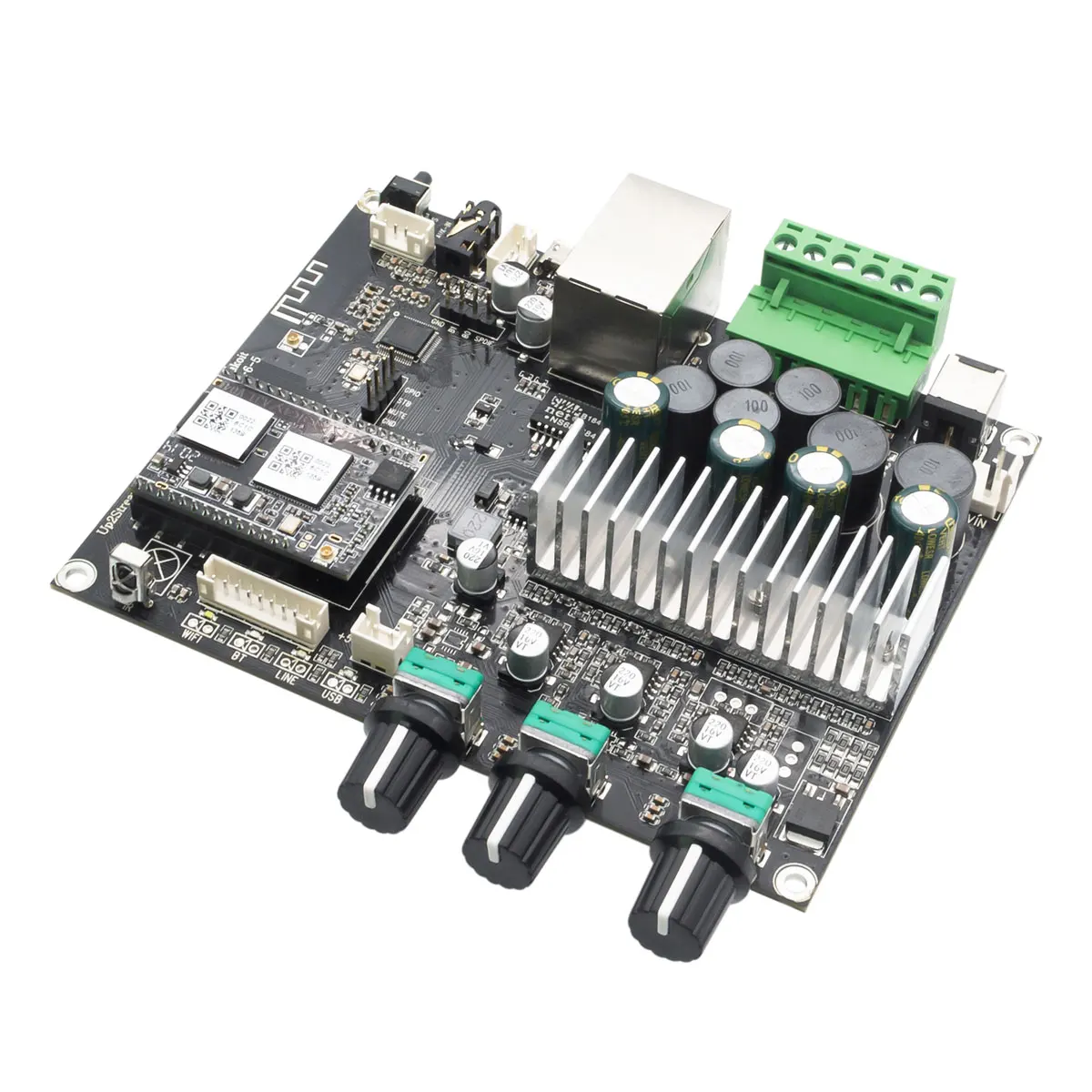 Up2stream Amp 2.1 5.0 2.1 Channel Power Audio Stereo Subwoofer Amplifier Board 50wx2+100w Treble Bass Note Tuning Amp