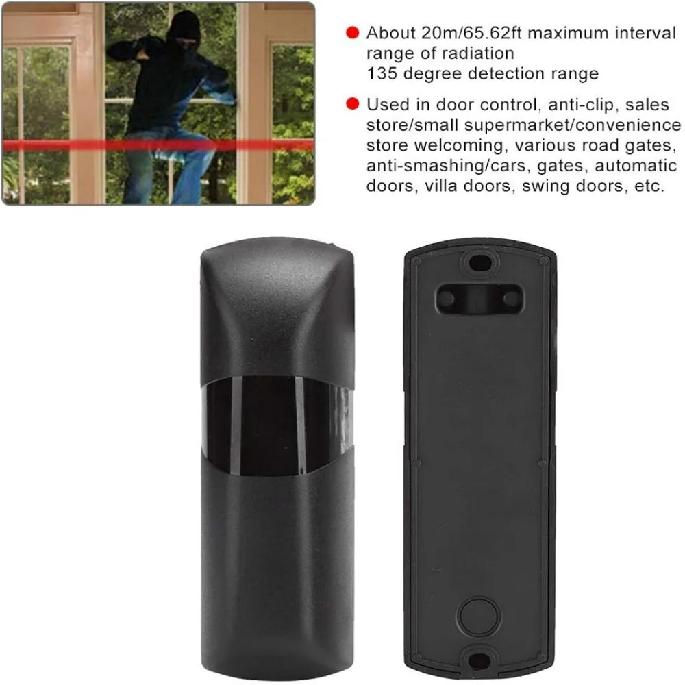 Black Infrared Beam Sensor ABS Anti Theft Function Active Infrared Barrier Sensor Anti-Clip Design Infrared Photocell Sensor