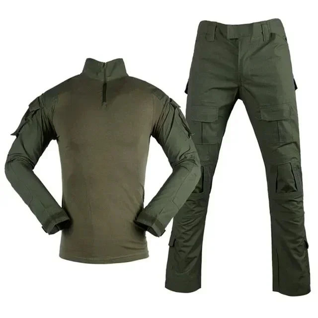 Tactical G2 Combat Uniform Sets Mens Camouflage Suit Outdoor Hunting Training Shirt Pant Tops Duty Cargo Trousers Olive Drab