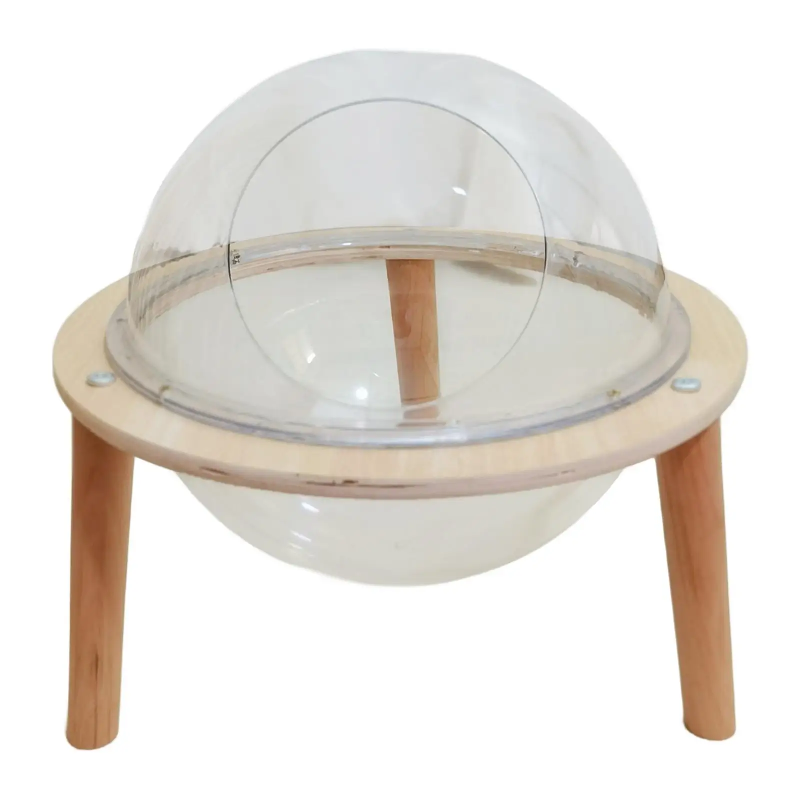 Space Capsule Cat Bed Stable Transparent Acrylic Dome Wooden Stand Cat Furniture Capsule Cat Bed Cat House without Cushion