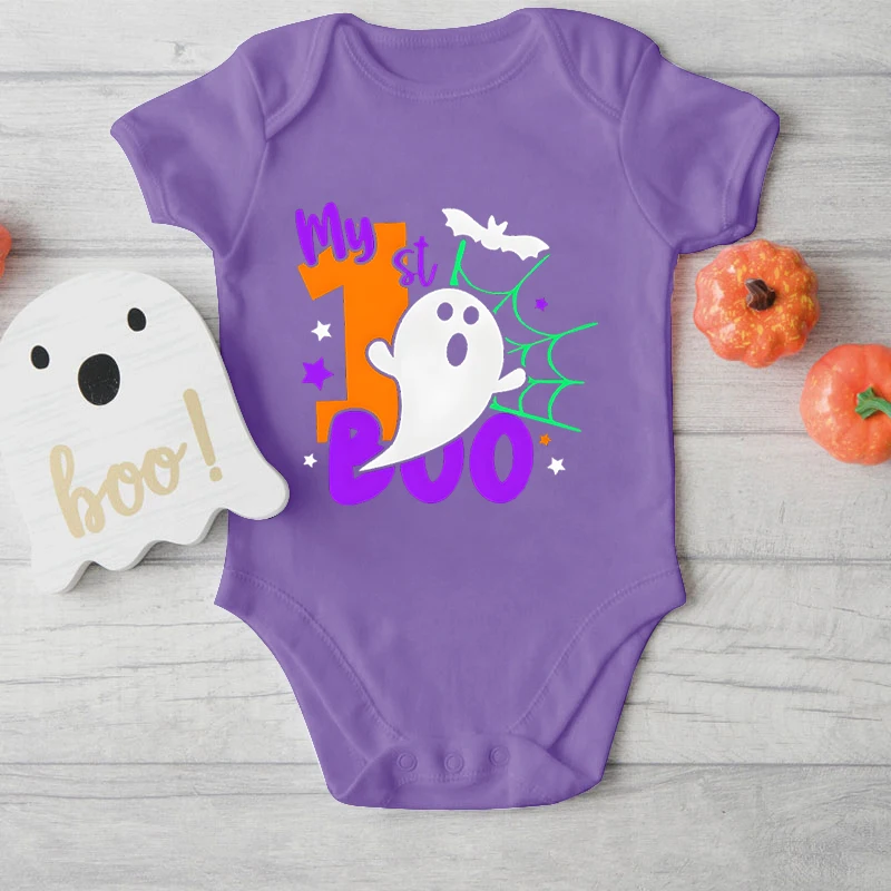 Cotton Baby Bodysuit My 1St Boo with Cute Ghost Halloween Newborn Girl Boy Bodysuits Cute Ghost Print Baby 1St Halloween Onesie