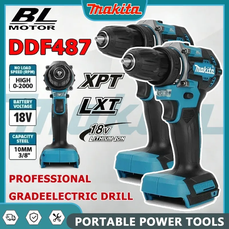 

Makita DDF487 Cordless Brushless Electric Drill Driver Compact High Torque LXT Electric Variable Speed Brushless Motor Tool