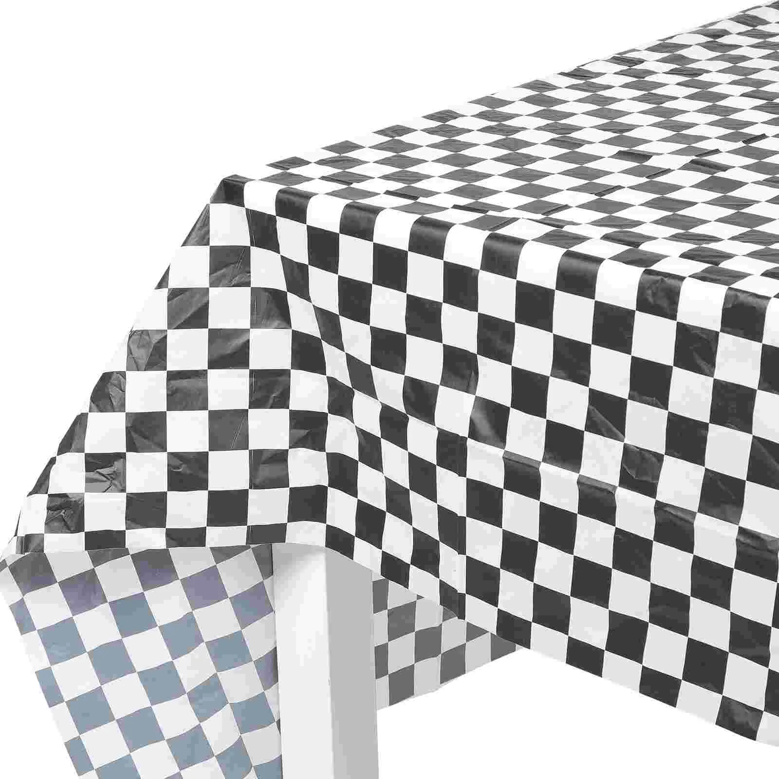 

Checkered Pattern Table Cover Elegant Home Oil-proof Waterproof Tablecloth (Black and White Grid Pattern, 137 x 137cm)