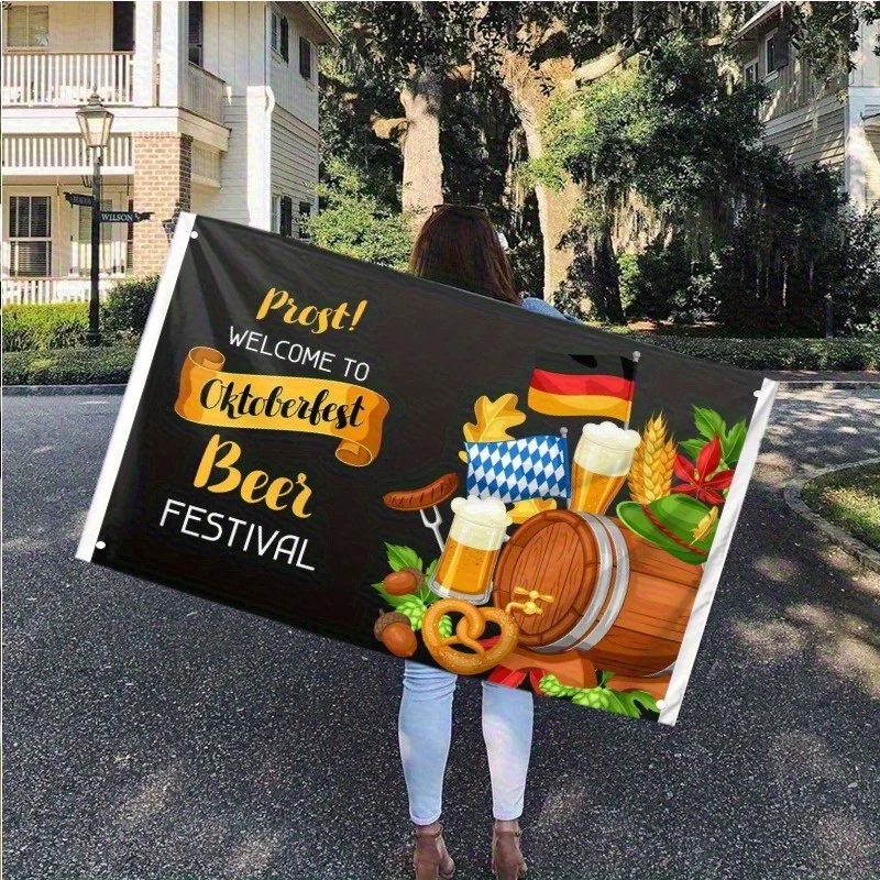 2D Flat, 1pc 2D Printing 36.0X60.0inch Flag Large Ft Islamic Muharam Flag Oktoberfest-Like Decor with Soft Pretzel for Ashura