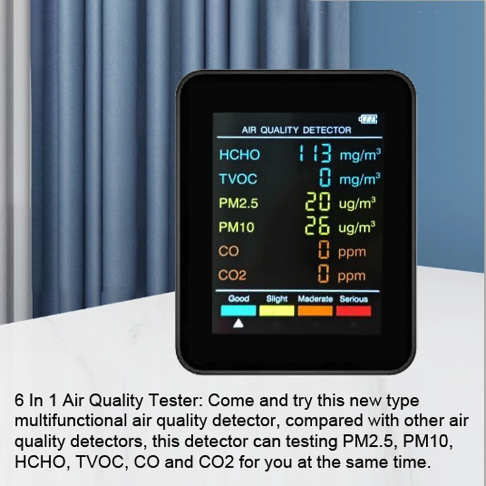 Multifunctional Air Quality Detector CO Carbon Dioxide Formaldehyde Monitor LCD