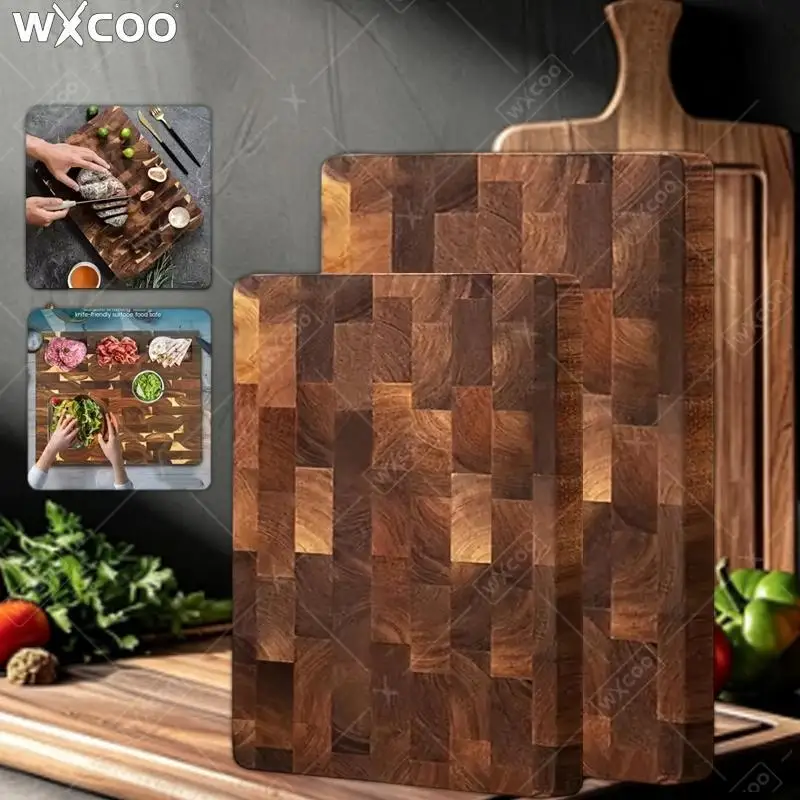 Thicken Acacia Wooden Kitchen Cutting Board Double-sided Splicing Checkerboard Solid Wood Non-slip for Cut Vegetable Fruit Board