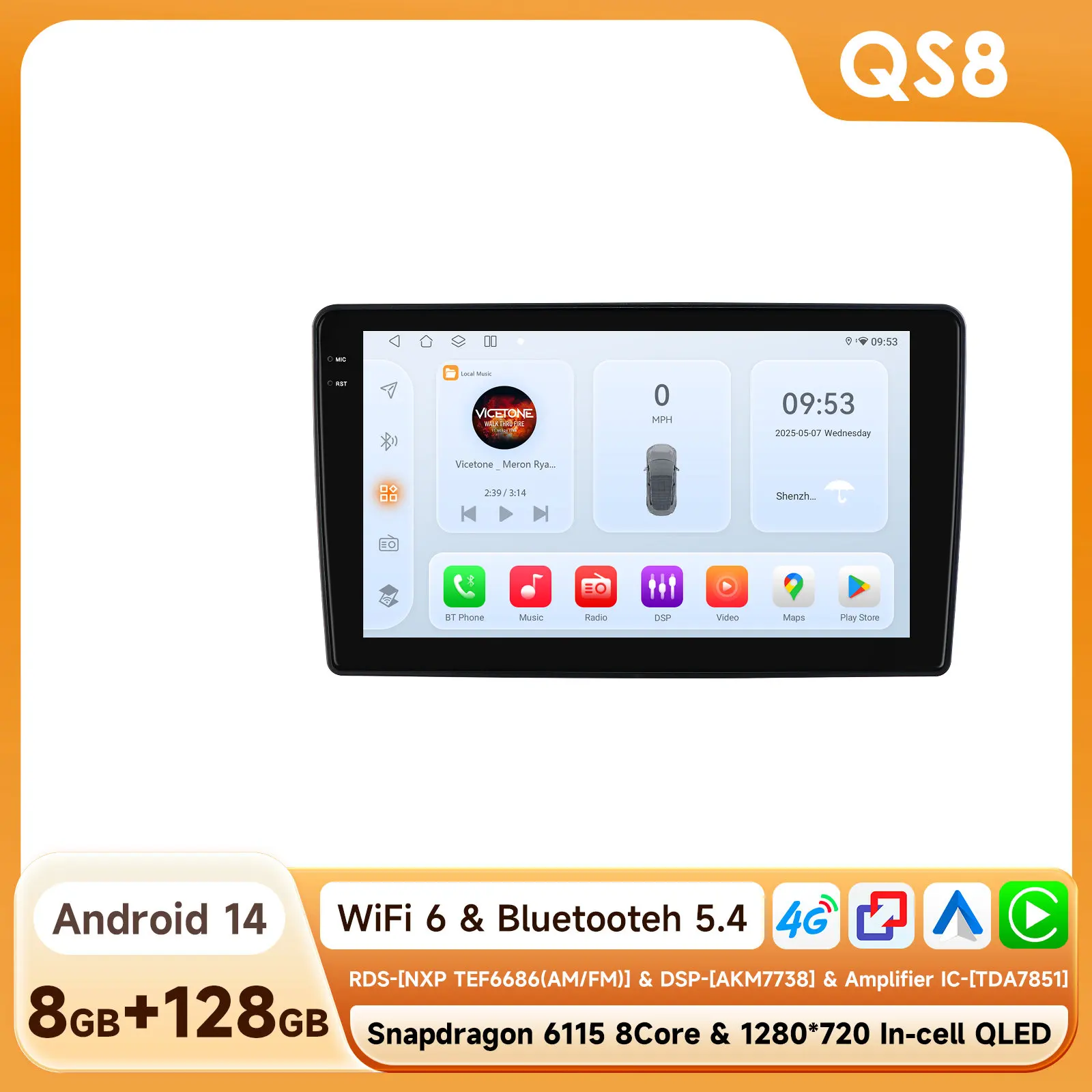 Draadloze CarPlay Android Auto autoradio voor Fiat 500 2016 2017 2018 2019 GPS intelligente systemen stereo multimedia autoradio 4G