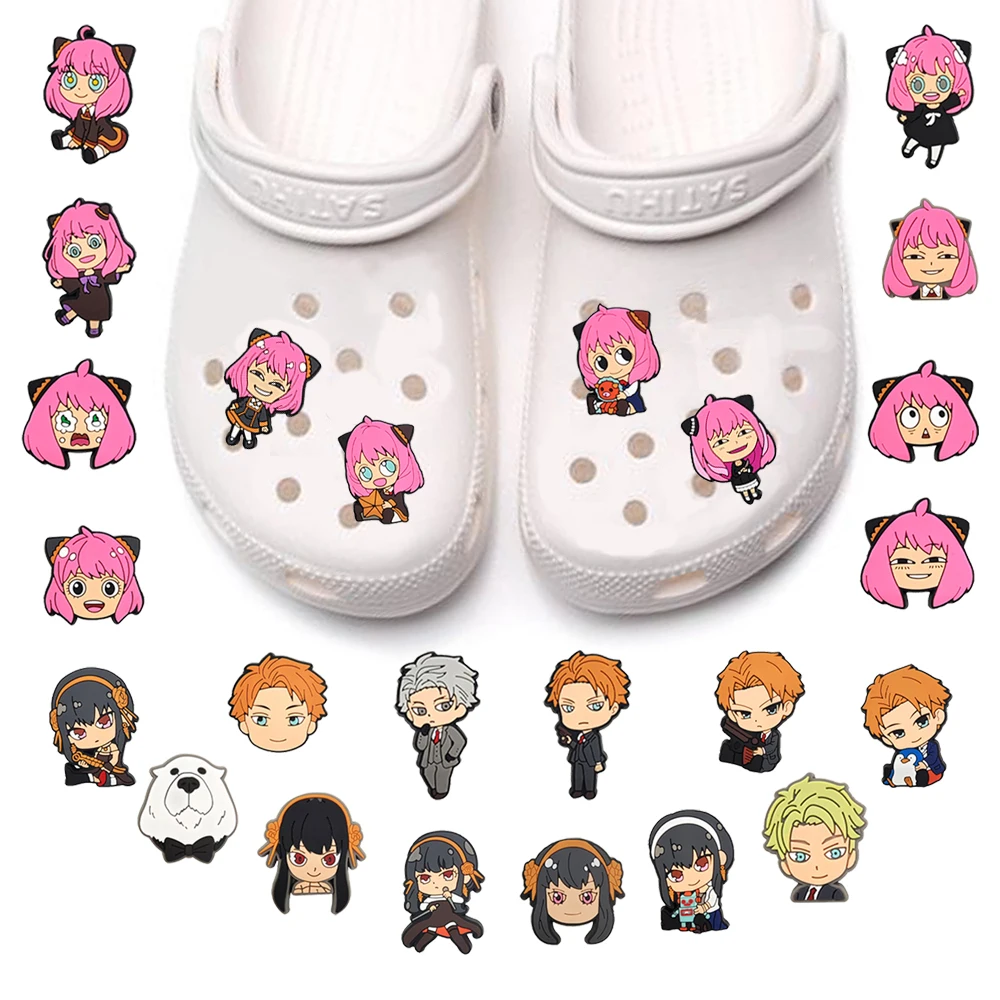 Random 24-100pcs Cartoon Spy Family ​for Shoe Charms pvc DIY  Shoe Accessories for Classic Clog Shoe Decoration Kids Gifts