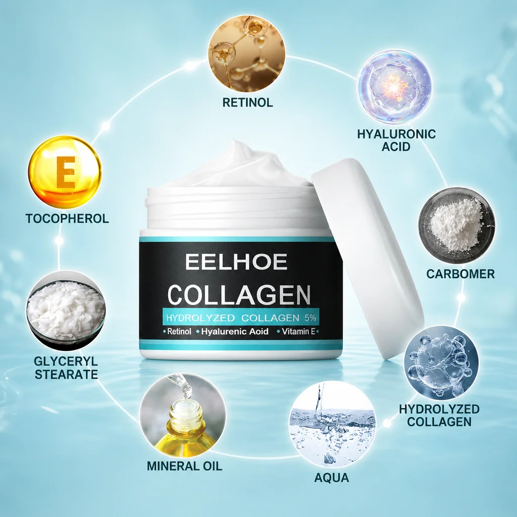 Collagen Cream for Men Hyaluronic Acid Lifting Firming Reduce Fine Lines Hydrating Revitalize Bright Facial Skin Care