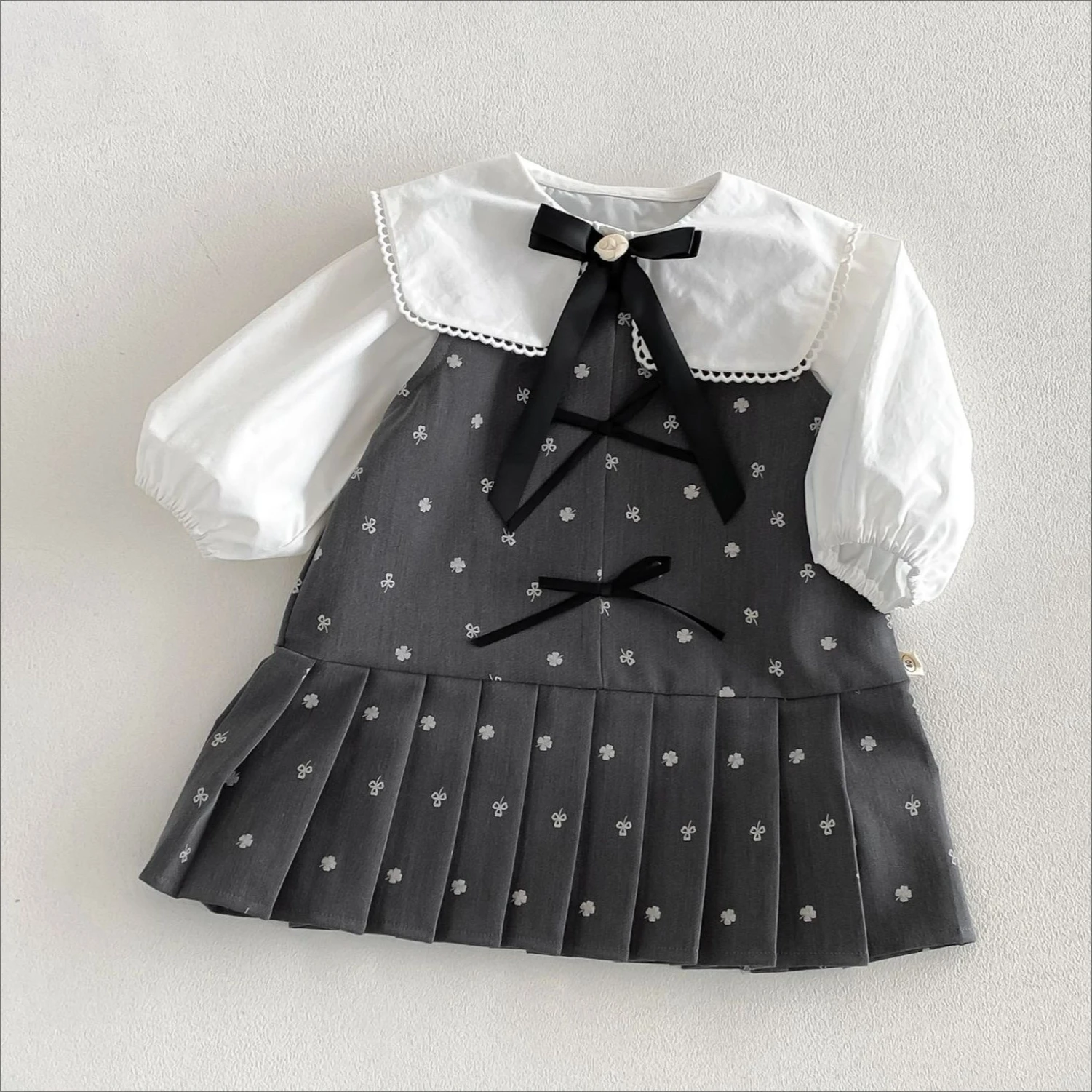 Girls Suit 2026 Spring and Autumn New Children's Wear Girls Baby Temperament College Square Collar Shirt Sundress Two-piece Set