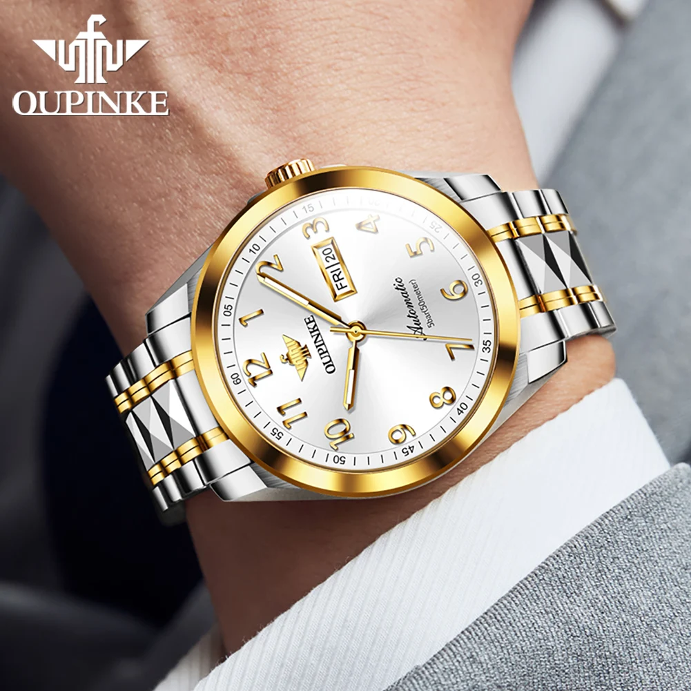 OUPNKE 3228 Men Watch Luxury Imported Movement Men's Mechanical Watch Brand Tungsten Steel Sapphire Mirror Waterproof Men Watch