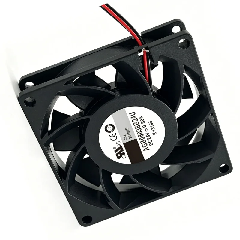

AGB08038B24U 80mm 24V 0.60A Cooling Fan, 80x80x38mm 2-Pin DC Brushless Fan, Dual Ball Bearing for Server Power Supply Industrial